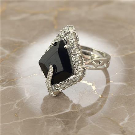 Cubic Zirconia Adjustable Ring With Rhodium Plating