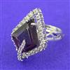 Cubic Zirconia Adjustable Ring With Rhodium Plating