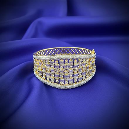 Cubic Zirconia Openable Kada With 2 Tone Rhodium Plating