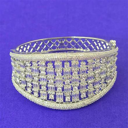 Cubic Zirconia Openable Kada With 2 Tone Rhodium Plating