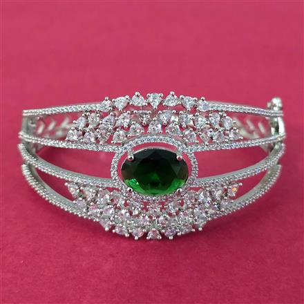 Cubic Zirconia Openable Kada With Rhodium Plating