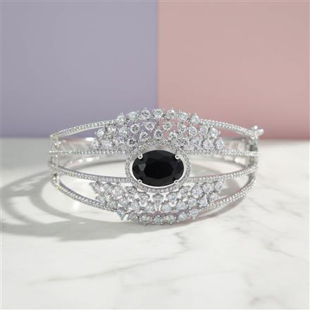 Cubic Zirconia Openable Kada With Rhodium Plating