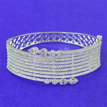 Cubic Zirconia Openable Kada With Carat Rhodium 2 Tone Plating