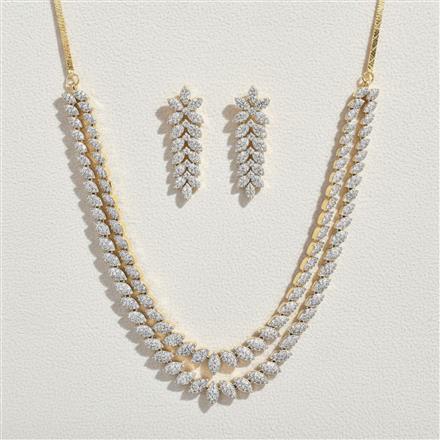 Cubic Zirconia Classic Necklace Set With 2 Tone Rhodium Plating