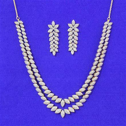 Cubic Zirconia Classic Necklace Set With Carat Gold Plating