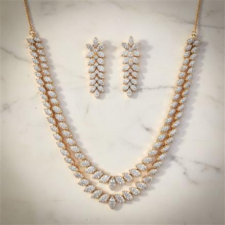 Cubic Zirconia Classic Necklace Set With Carat Gold Plating