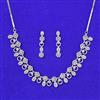 Cubic Zirconia Classic Necklace Set With 2 Tone Rhodium Plating
