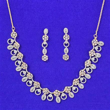 Cubic Zirconia Classic Necklace Set With Carat Gold Plating