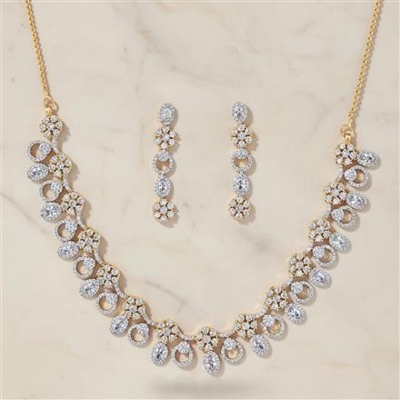 Cubic Zirconia Classic Necklace Set With Carat Gold Plating