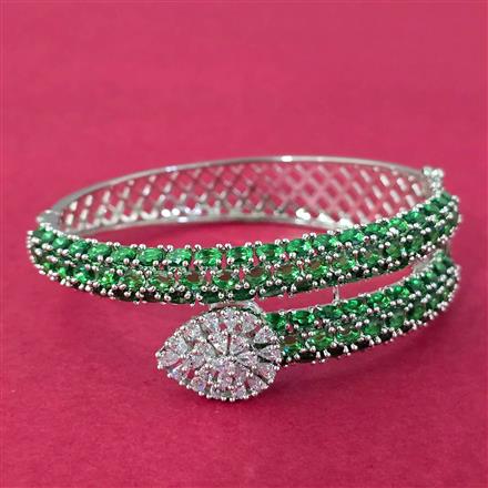 Cubic Zirconia Openable Kada With Rhodium Plating