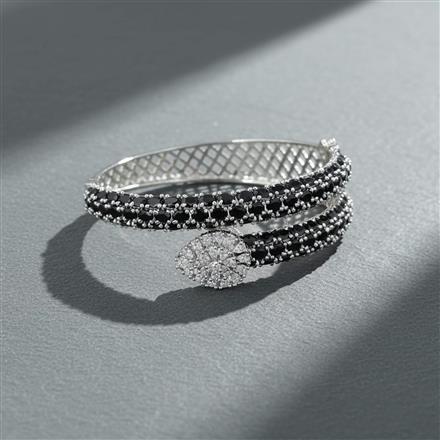 Cubic Zirconia Openable Kada With Rhodium Plating