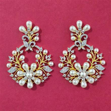 Cubic Zirconia Classic Earring With Black 2 Tone Rhodium Plating