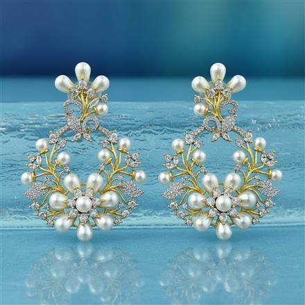 Cubic Zirconia Classic Earring With Black 2 Tone Rhodium Plating