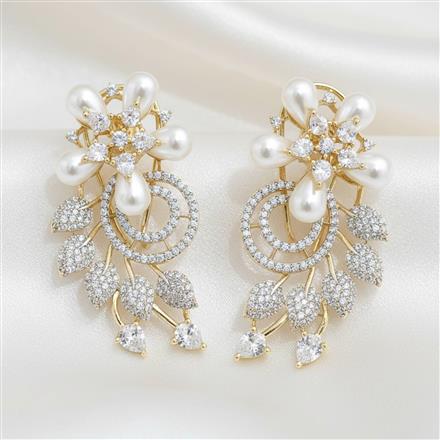 Cubic Zirconia Classic Earring With Black 2 Tone Rhodium Plating
