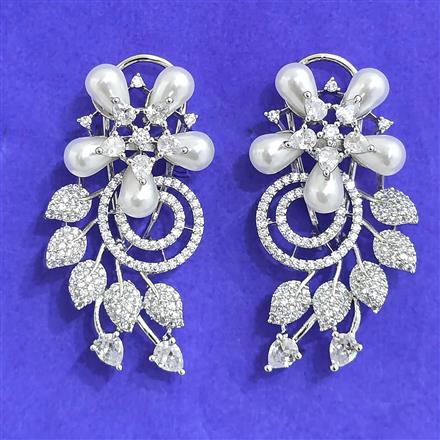 Cubic Zirconia Classic Earring With Black 2 Tone Rhodium Plating