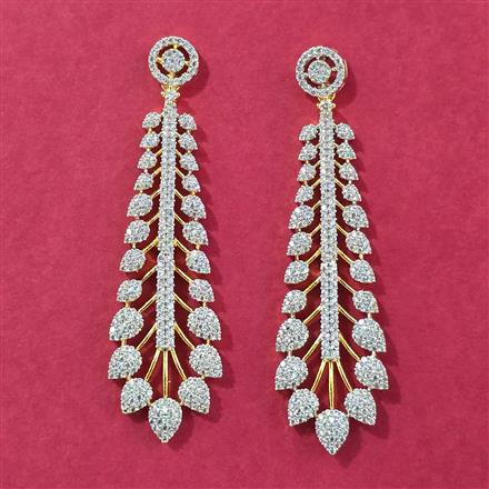 Cubic Zirconia Classic Earring With Carat Rhodium 2 Tone Plating