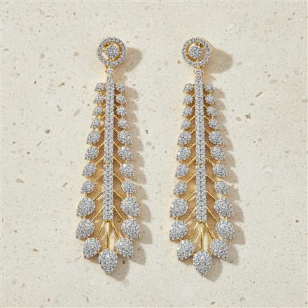 Cubic Zirconia Classic Earring With Carat Rhodium 2 Tone Plating