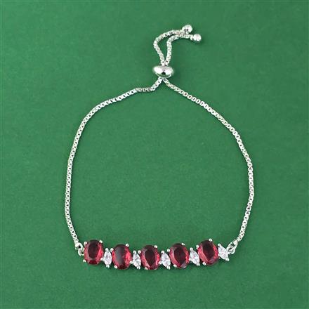 Cubic Zirconia Adjustable Bracelet With Rhodium Plating