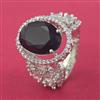 Cubic Zirconia Adjustable Ring With Rhodium Plating