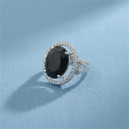 Cubic Zirconia Adjustable Ring With Rhodium Plating