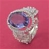 Cubic Zirconia Adjustable Ring With Rhodium Plating