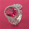 Cubic Zirconia Adjustable Ring With Rhodium Plating