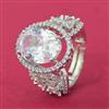 Cubic Zirconia Adjustable Ring With Rhodium Plating