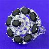 Cubic Zirconia Adjustable Ring With Rhodium Plating