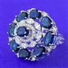 Cubic Zirconia Adjustable Ring With Rhodium Plating