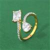 Cubic Zirconia Adjustable Ring With 2 Tone Rhodium Plating