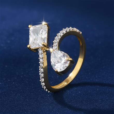 Cubic Zirconia Adjustable Ring With 2 Tone Rhodium Plating