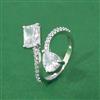 Cubic Zirconia Adjustable Ring With 2 Tone Rhodium Plating