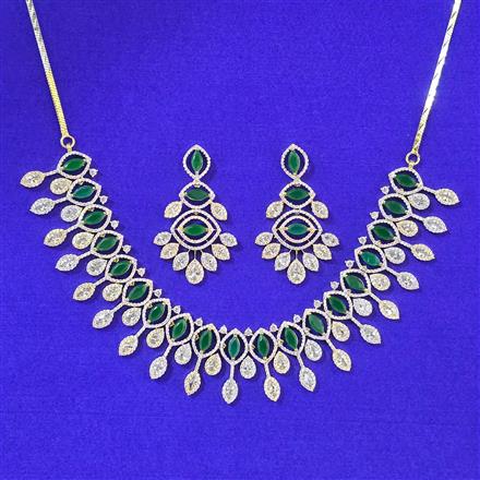 Cubic Zirconia Classic Necklace Set With 2 Tone Plating