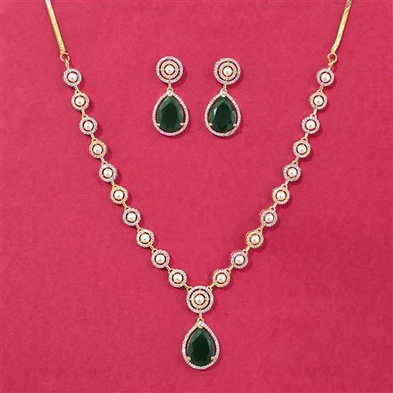 Cubic Zirconia Moti Necklace Set With 2 Tone Plating