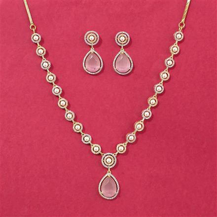 Cubic Zirconia Moti Necklace Set With 2 Tone Plating