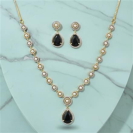 Cubic Zirconia Moti Necklace Set With 2 Tone Plating