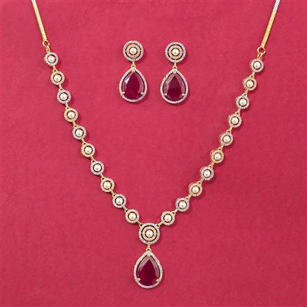 Cubic Zirconia Moti Necklace Set With 2 Tone Plating