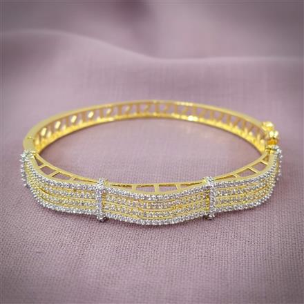 Cubic Zirconia Openable Kada With 2 Tone Rhodium Plating