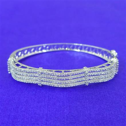 Cubic Zirconia Openable Kada With 2 Tone Rhodium Plating