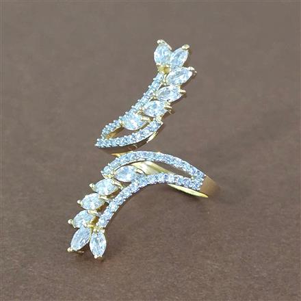 Cz Adjustable Ring With 2 Tone Rhodium Plating