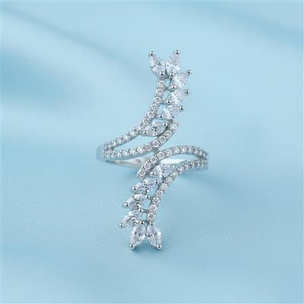 Cz Adjustable Ring With 2 Tone Rhodium Plating