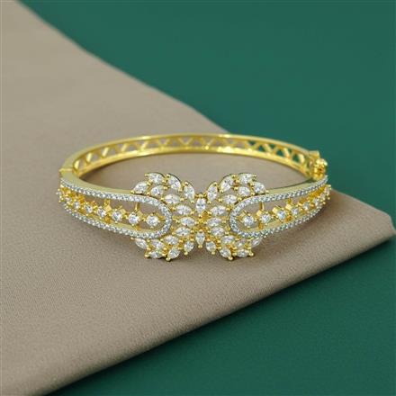 Cubic Zirconia Openable Kada With 2 Tone Rhodium Plating