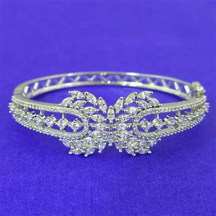 Cubic Zirconia Openable Kada With 2 Tone Rhodium Plating