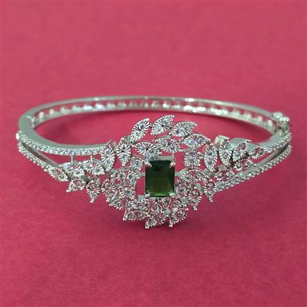 Cubic Zirconia Openable Kada With Rhodium Plating