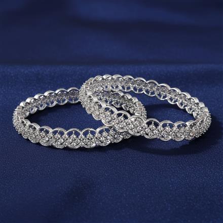 Cubic Zirconia Classic Bangles With Rhodium Plating
