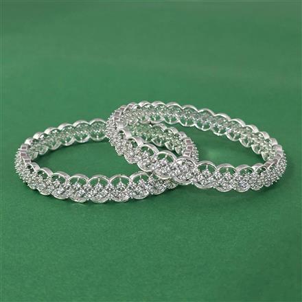 Cubic Zirconia Classic Bangles With Rhodium Plating