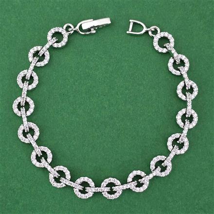 Cubic Zirconia Classic Bracelet With 2 Tone Rhodium Plating