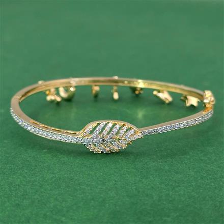 Cubic Zirconia Openable Kada With 2 Tone Rhodium Plating