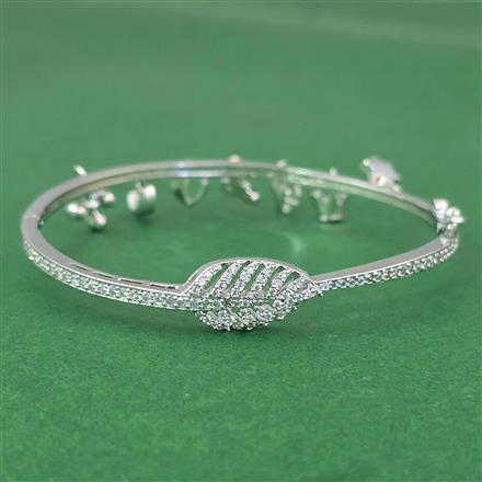 Cubic Zirconia Openable Kada With 2 Tone Rhodium Plating