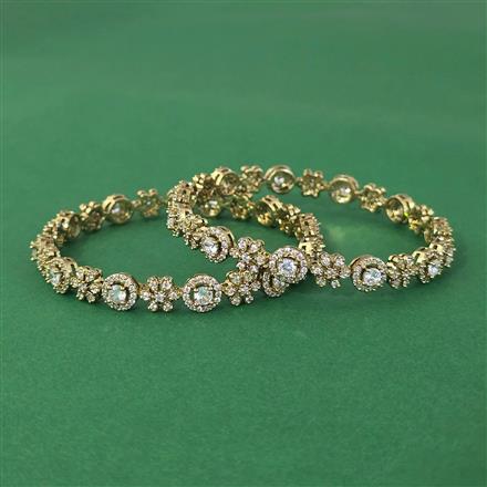 Cubic Zirconia Classic Bangles With Mehndi Plating
